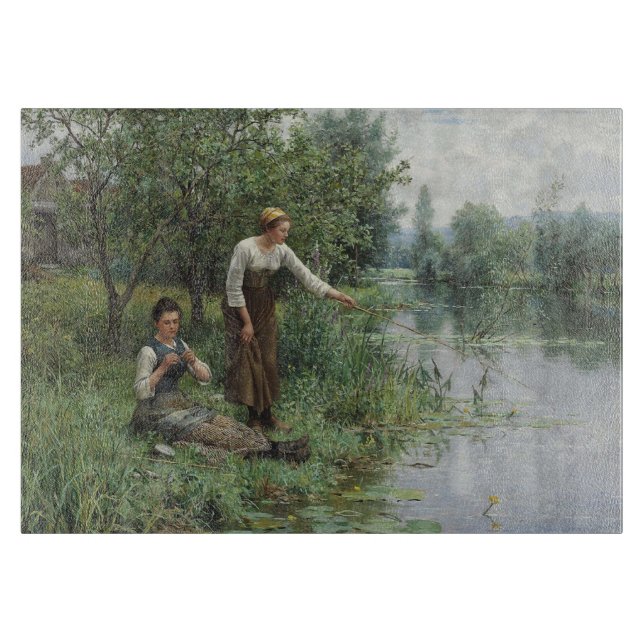 Två kvinnor som fiskar på Grass vid floden (Framsidan)