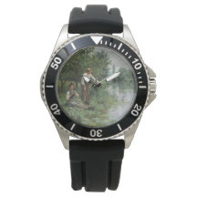 Två kvinnor som fiskar på Grass vid floden