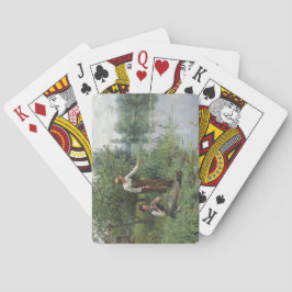 Två kvinnor som fiskar på Grass vid floden Casinokort