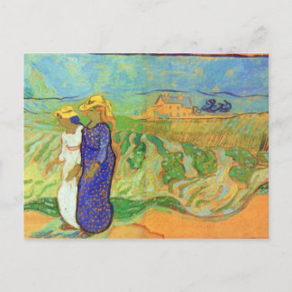 Två kvinnor som passerar Fält av Vincent van Gogh Vykort