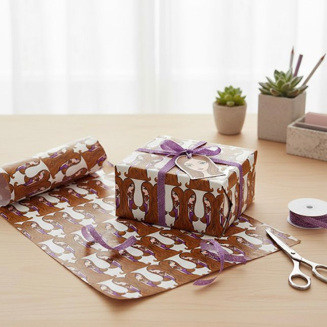 Två kvinnor Zodiacs Wrapping Papper Presentpapper (Skapare uppladdad)