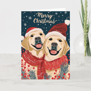 Två Labrador God jul Personlig Helgkort