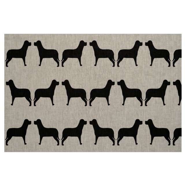 Två Labrador Hund Black Mönster Tyg (Fat Quarter)