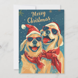 Två Labrador med solglasögon God jul Julkort