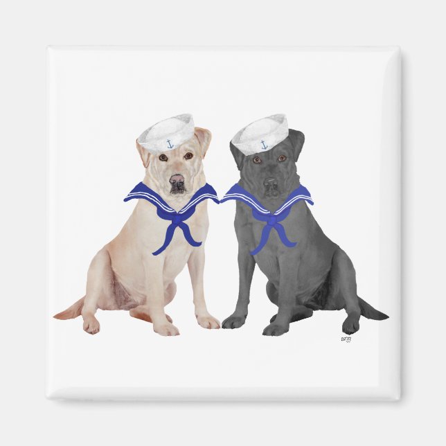 Två Labrador Retriever Magnet (Framsidan)