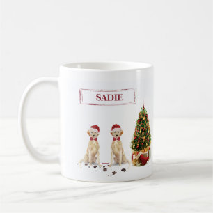 Två Labrador Retriever Rolig Jul Hund Kaffemugg