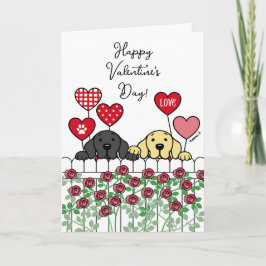 Två Labradors som tittar på Tecknad Ro Valentine Helgkort