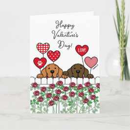 Två Labradors som tittar på Tecknad Ro Valentine Helgkort
