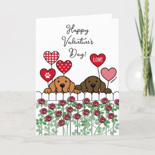 Två Labradors som tittar på Tecknad Ro Valentine Helgkort