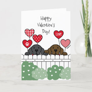 Två Labradors som tittar på Tecknad Valentine Helgkort