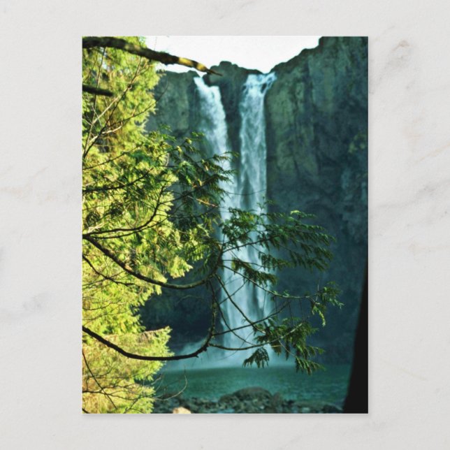 Två långa vattenfall som flyter samman vykort (Framsida)