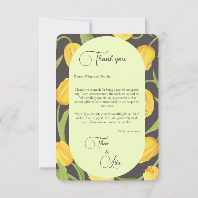 Två Läppar och Tulips Bröllop tackkort Tack Kort (Framsida)