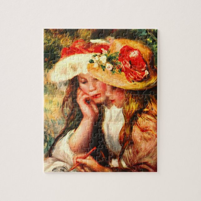 Två läs- flickor i en trädgård av Pierre Renoir Pussel (Vertikal)