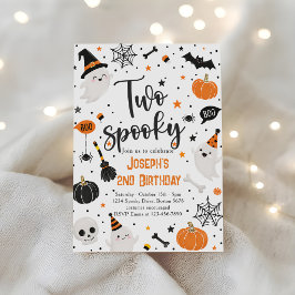 Två läskiga Halloween 2-års födelsedag Inbjudningar