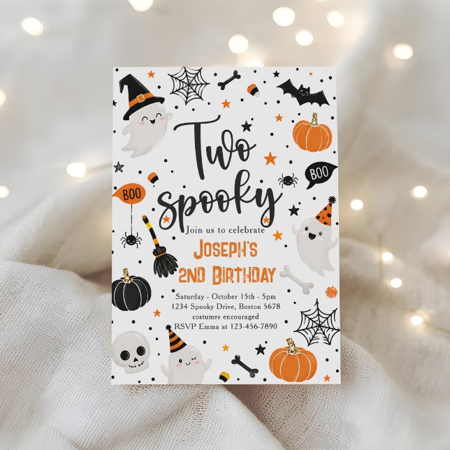 Två läskiga Halloween 2-års födelsedag Inbjudningar (Skapare uppladdad)