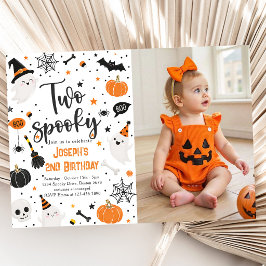 Två läskiga Halloween 2-års födelsedag Inbjudningar