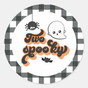 Två läskiga Halloween 2-års födelsedag Runt Klistermärke
