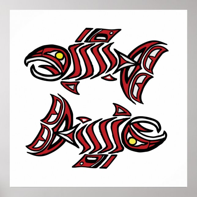 Två laxfiskar poster (Framsidan)