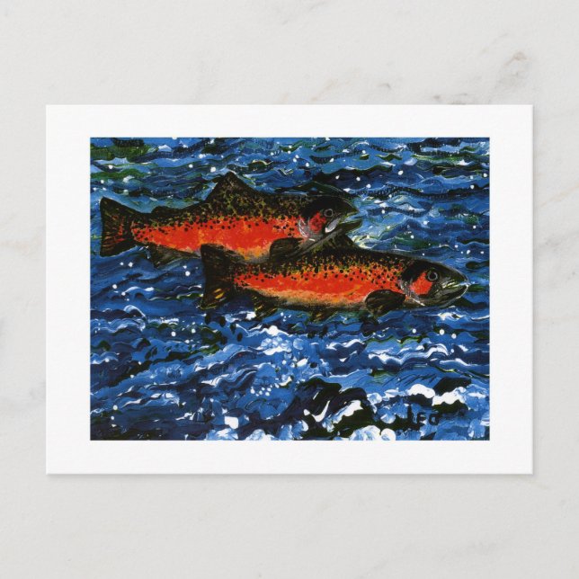 Två laxfiskar vykort (Framsida)
