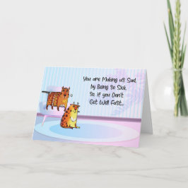 Två Ledsarna katt, för barn är sjuk Kort