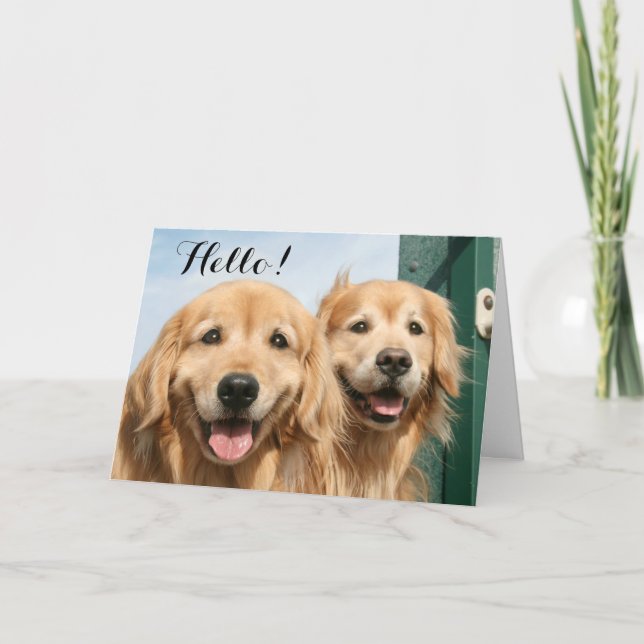 Två leende Golden Retrivers Hej Kort (Framsida)