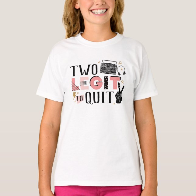 Två Legit att avsluta andra födelsedagen T Shirt (Framsida)