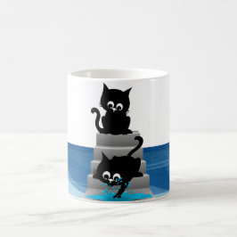 Två lekande katter kaffemugg