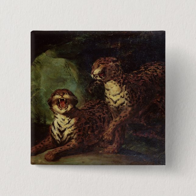 Två Leopards, C. 1820 Knapp (Framsida)