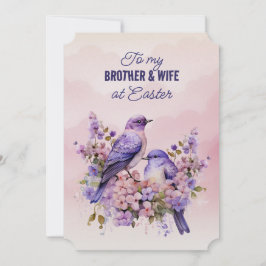Två Lila Birds Vår blommor Brother WifeEaster Julkort