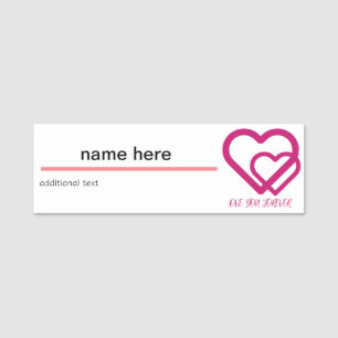 Två Lila Hearts Loving Valentine Day Designer Namnbricka