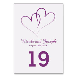 Två Lila Hearts sammanflätade Bordsnummer