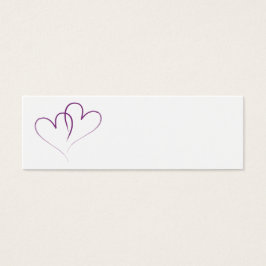 två lila-hjärtan sammanflätade litet visitkort