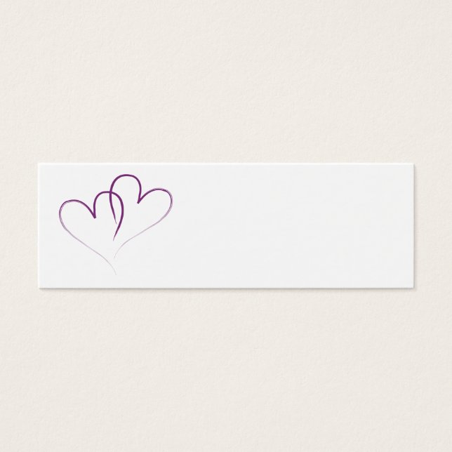 två lila-hjärtan sammanflätade litet visitkort (Framsidan)