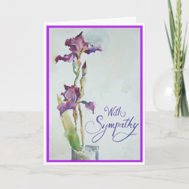 Två Lila Iris Sympathy Card Kort (Framsida)