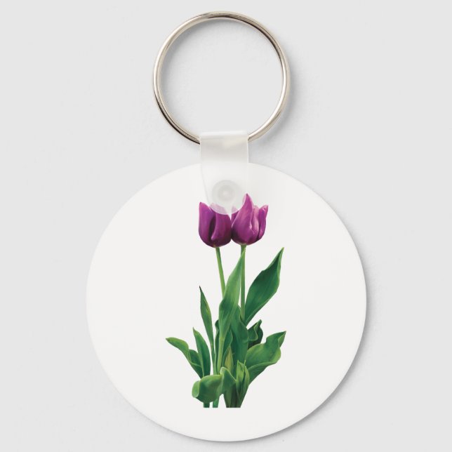 Två Lila Tulips Nyckelring (Framsida)