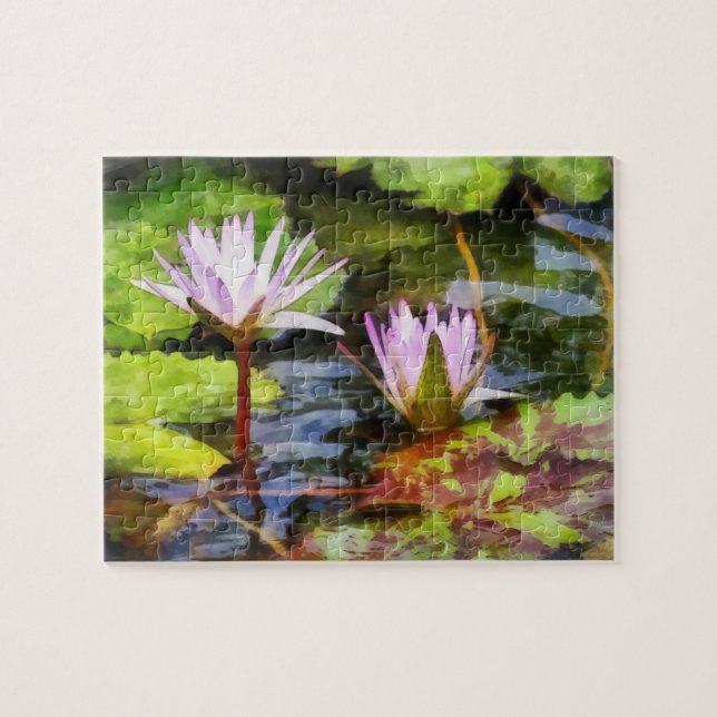 Två Lila Vatten Lotus Pussel (Horisontell)