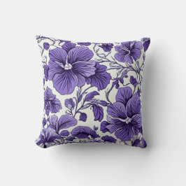 Två Lila Violet Flowers Botaniska Blommigten Kudde