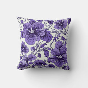 Två Lila Violet Flowers Botaniska Blommigten Kudde