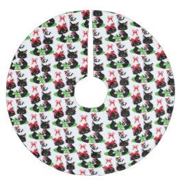 TVÅ LILLA BLACK KITTENS MED BOWS I DERAS HÅR JULGRANSMATTA BORSTAD POLYESTER