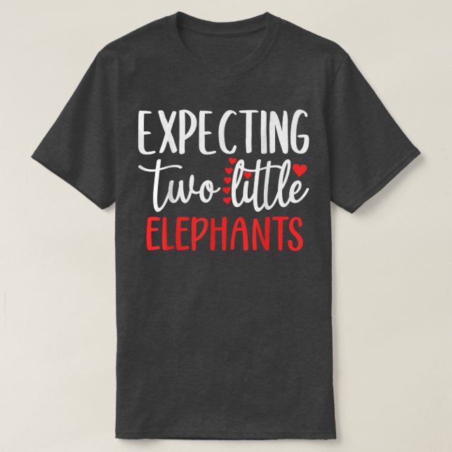 Två lilla elefanter, en Gravid Twin T Shirt (Design framsida)