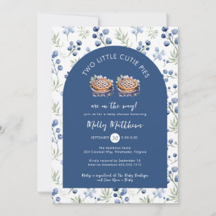 Två lille Cutie Paj Blueberry Baby Shower Inbjudningar