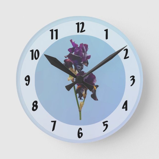 Två Lilor - Irises Square Wall Clock Rund Klocka (Framsida)
