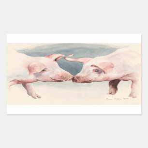Två lite Piggies 2012 Rektangulärt Klistermärke
