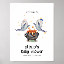 Två Little Boos Ghost Twillingars Baby Shower Välk Poster