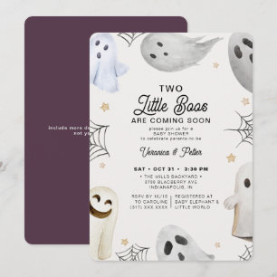 Två Little Boos Girl Twillingars Halloween Baby Sh Inbjudningar