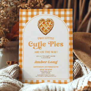 Två Little Cutie Paj Retro Twillingars Baby Shower Inbjudningar