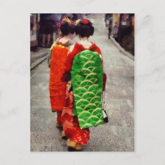 Två Little Geisha Art Vykort
