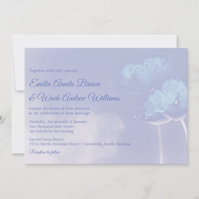 Två Lotus Flower tillsammans med Lotus Bröllop © Inbjudningar (Framsida)