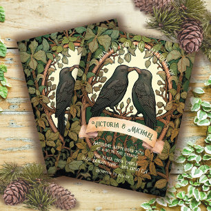 Två Love birds Folk Art Bröllop Inbjudningar