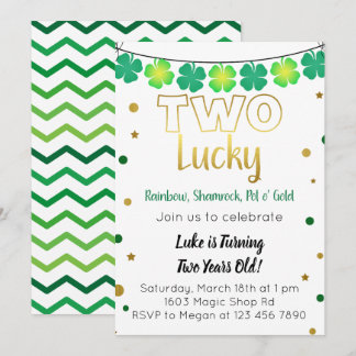 Två Lucky 2:a födelsedagsinbjudan Inbjudningar